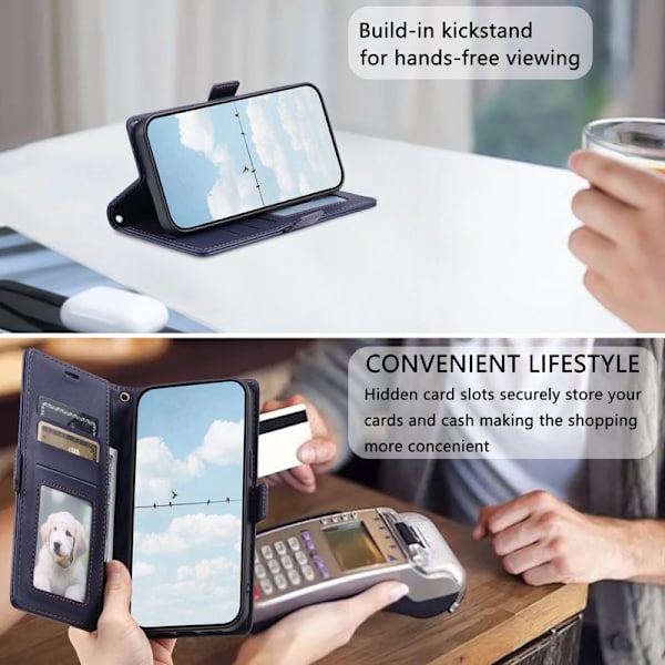 Plånboksfodral för Samsung Galaxy S26 Plus Konstläder Stativ - Blå