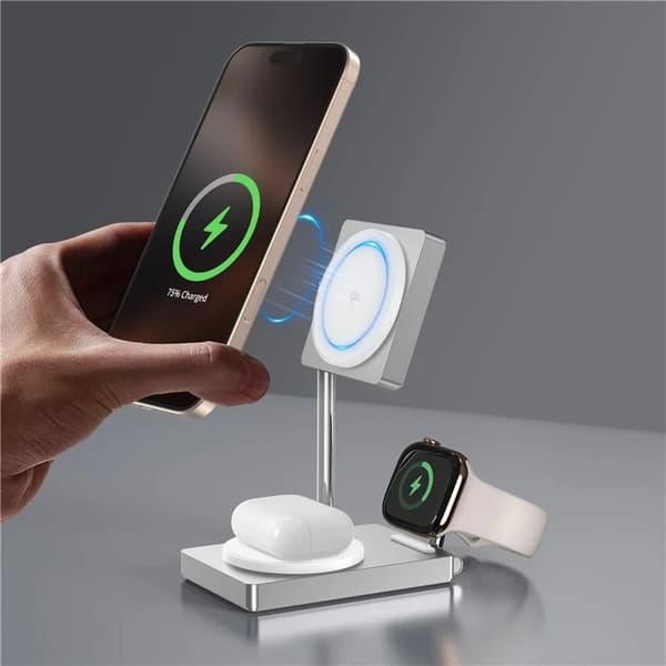 Qi2 3in1 Hopfällbar MagSafe Trådlös Laddare 30W M39 - Vit