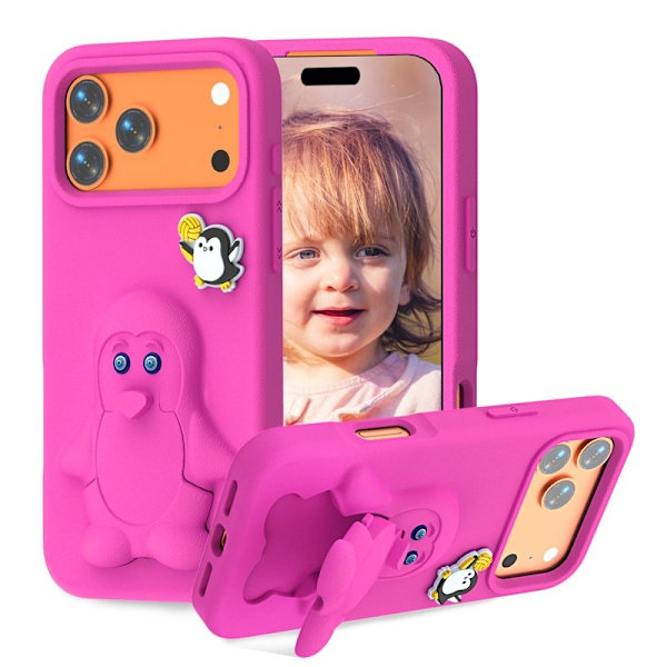 Penguin Mobilskal till iPhone 17 Pro Kickstand Stöttålig EVA - Rosa