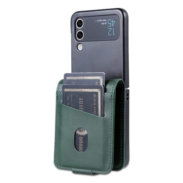 AZNS Samsung Galaxy Z Flip4 Plånboksfodral Konstläder - Grön
