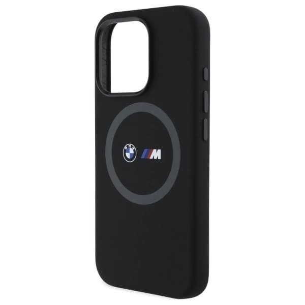 BMW telefontaske til iPhone 16 Pro Max MagSafe silikone trykt ring - sort Black