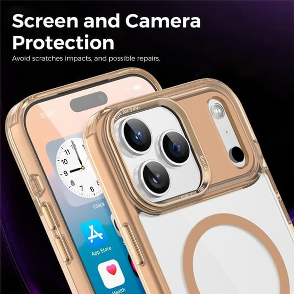 Mobilskal till iPhone 17 Pro Max MagSafe Transparent TPU+PC - Guld Guld