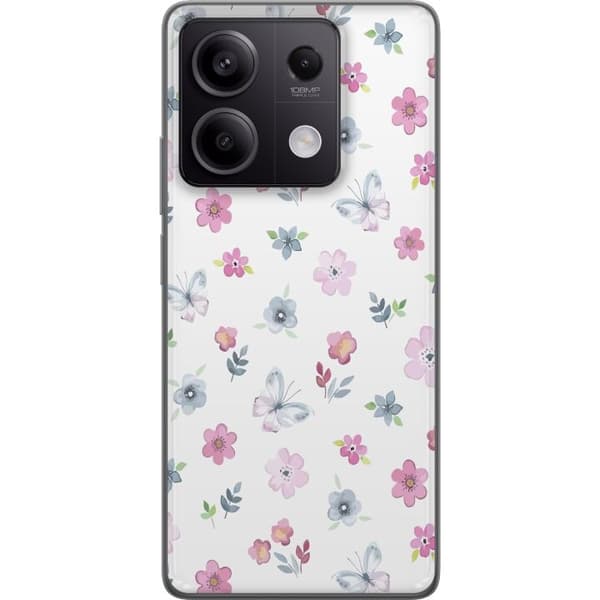 Mobilskal till Xiaomi Redmi Note 13 med Blommor och fjärillar