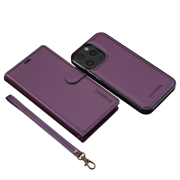 LC.IMEEKE L2 Series iPhone 14 Pro Max Plånboksfodral Konstläder - Lila