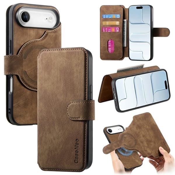 CASENEO MW-03 iPhone Air Plånboksfodral Konstläder - Brun