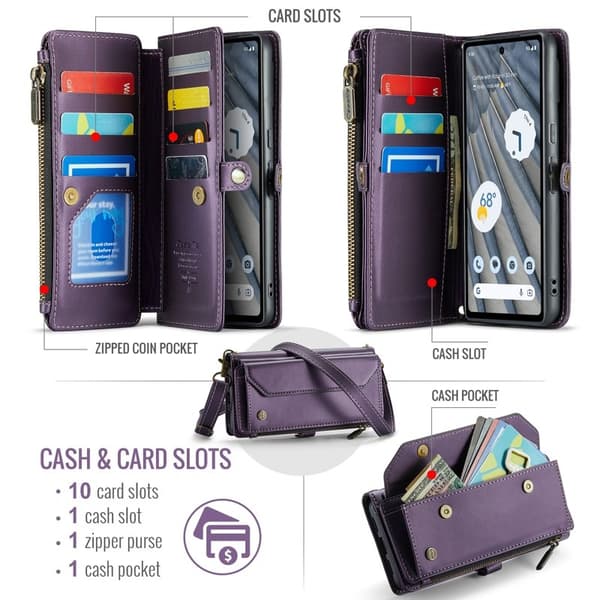 CASEME Plånboksfodral Konstläder till Google Pixel 7a - Lila