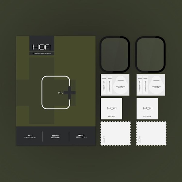 [2-Pack] Hofi Apple Watch 7/8/9 (41mm) Skärmskydd Hybrid Pro Plus Svart
