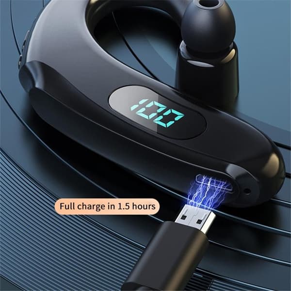 Single In-Ear Hörlur Bluetooth med Digital LED-Display Earhook Q20 - Gul Gul