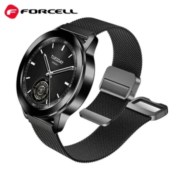 Forcell Galaxy Watch 20mm Armbånd Magnetisk Stål FS11 - Sort Svart