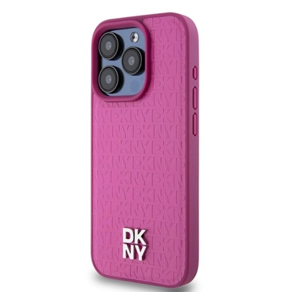 DKNY iPhone 15 Pro Mobilskal Magsafe Läder Pattern Metal Logo