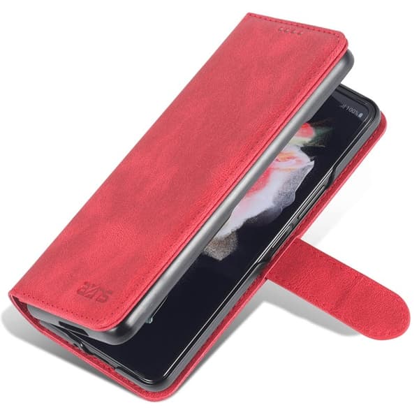 AZNS Samsung Galaxy Z Fold5 Plånboksfodral Konstläder - Röd