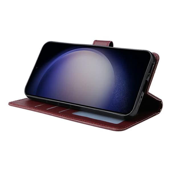 Plånboksfodral för Samsung Galaxy S26 Plus Konstläder Kickstand - Vinröd