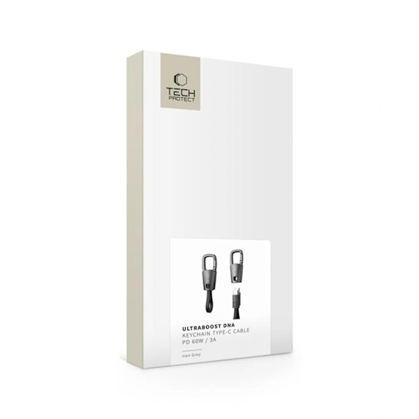 Tech-Protect USB-C till USB-C Kabel Nyckelring 60W - Iron Grå Grå