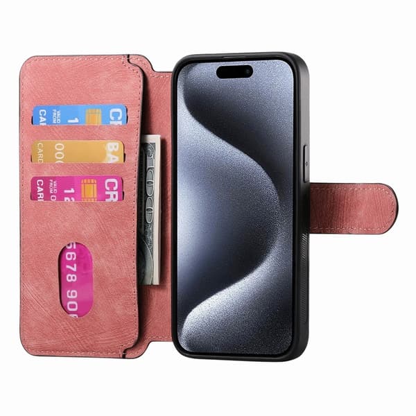 CASENEO MW-03 iPhone 15 Pro Max Plånboksfodral Konstläder - Rosa