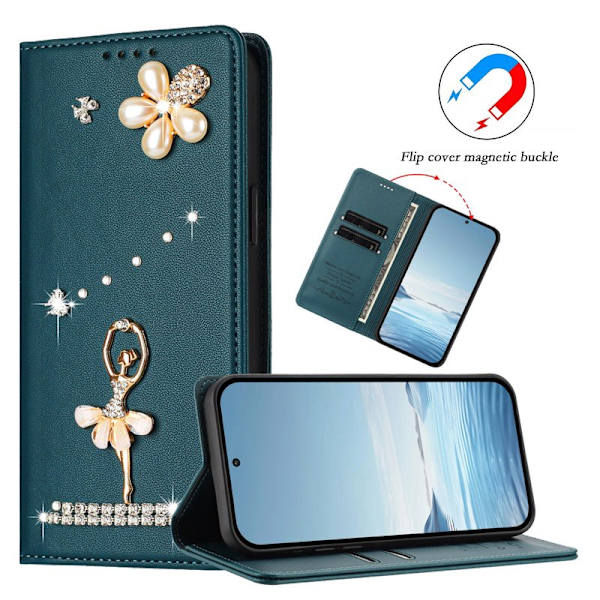 Plånboksfodral för Samsung Galaxy S26 Plus Konstläder RFID - Grön