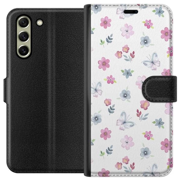 Pung Taske til Samsung Galaxy S21 FE 5G med blomster og sommerfugle