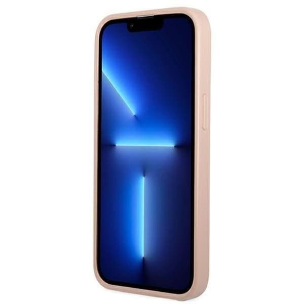 Guess iPhone 13 -kuori Saffiano Triangle Logo korttikotelo - Pinkki Rosa