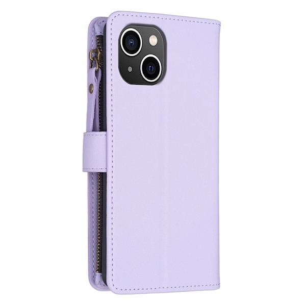 iPhone 15 Plus Plånboksfodral Zipper Flip - Lila