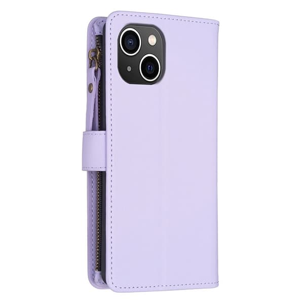iPhone 15 Plus Pungeetui Zipper Flip - Lilla Lila