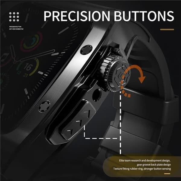 SHELLBOX Apple Watch 44mm SE Armband Silikon Metal - Svart