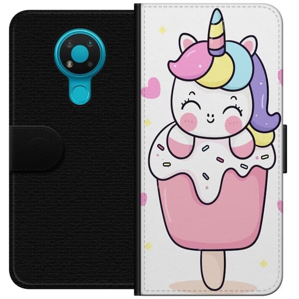 Plånboksfodral till Nokia 3.4 med Glad enhörning