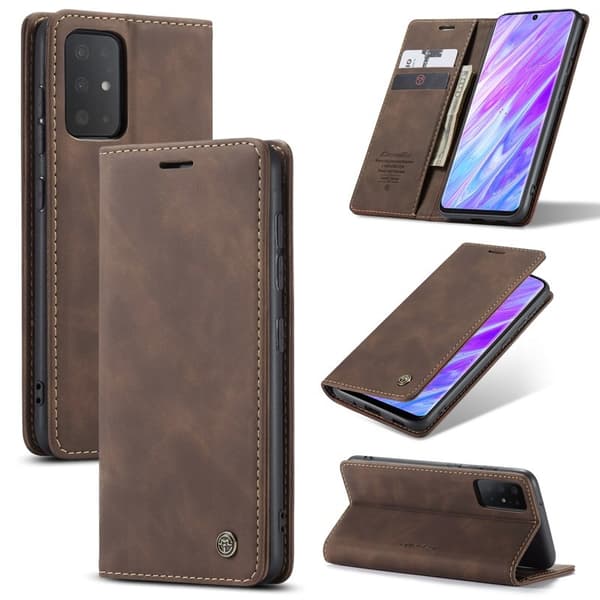CASEME Series Plånboksfodral Konstläder Ställ Samsung Galaxy S20 Plus - Brun