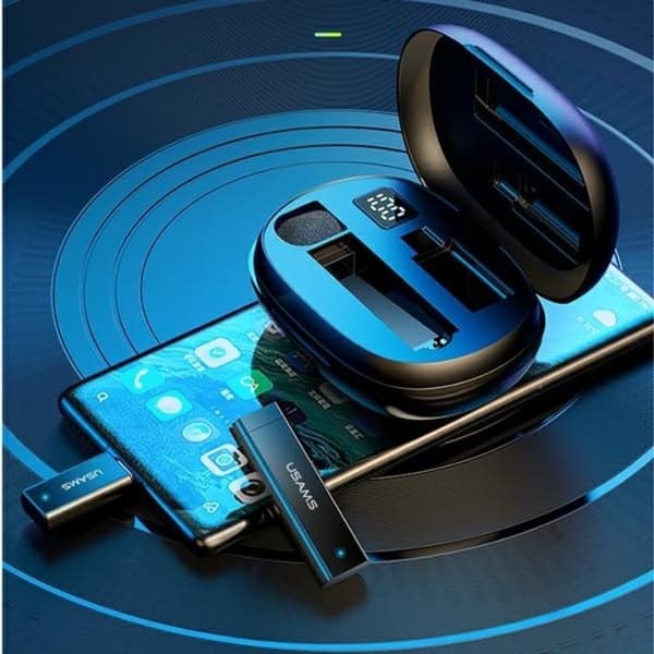 USAMS Lavalier trådløs mikrofon USB-C ENC 2.4G ZB243MKF01 Svart