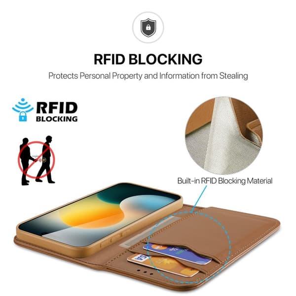 DUX DUCIS Hivo iPhone 17 Pro Plånboksfodral Äkta läder - Brun Brun