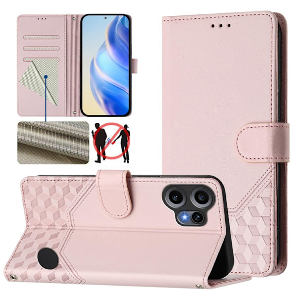 Nothing CMF Phone 2 Pro Plånboksfodral Imprinted Honeycomb RFID Rosa