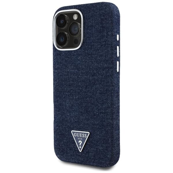 Guess Telefontaske til iPhone 16 Pro Max MagSafe Denim Trekant - Blå Blå