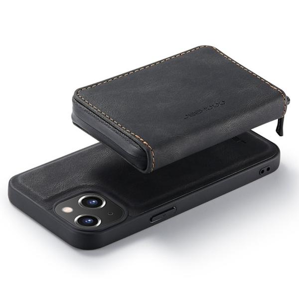 JEEHOOD Shockproof Case iPhone 14 Plus Konstläder Plånboksfodral Svart