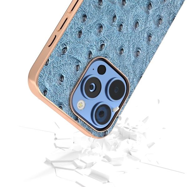 ABEEL Mobilskal till iPhone 16 Pro Electroplating Äkta Läder - Blå