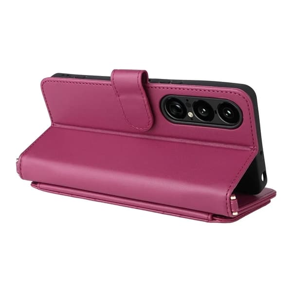 Sony Xperia 1 VII Plånboksfodral Kickstand med Axelrem - Rosa Rosa