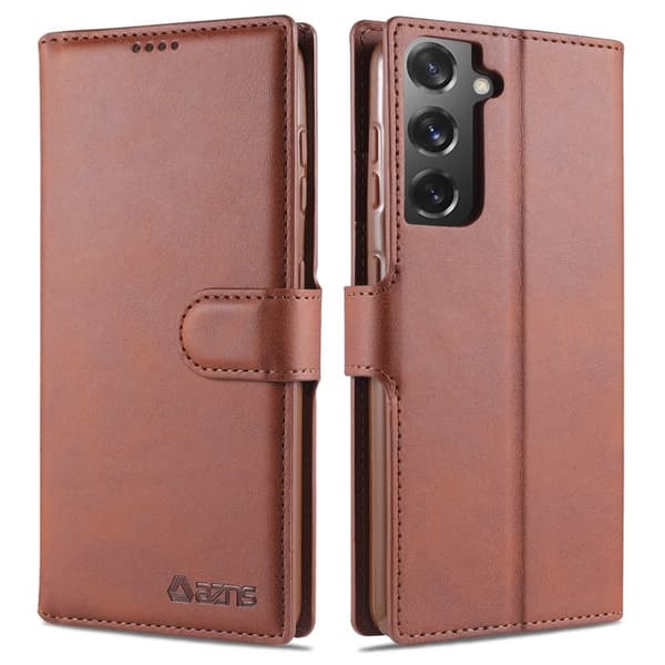 AZNS Dual-sided Magnetic Clasp Plånboksfodral Konstläder - Brun