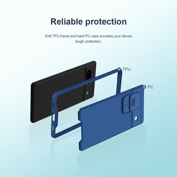 NILLKIN CamShield Pro Mobilskal till Google Pixel 7a med Kamera Skydd - Blå