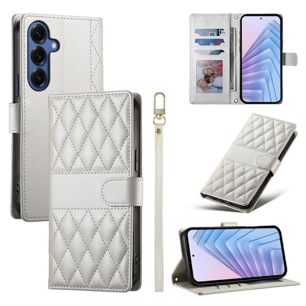 Plånboksfodral för Samsung Galaxy S26 Plus Konstläder Stativ - Beige