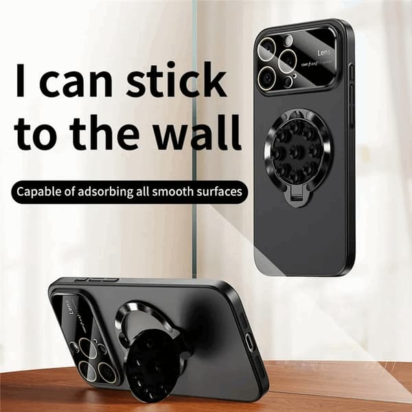 Mobilskal till iPhone 15 Pro Max Magsafe Sugkopphållare Kickstand Svart