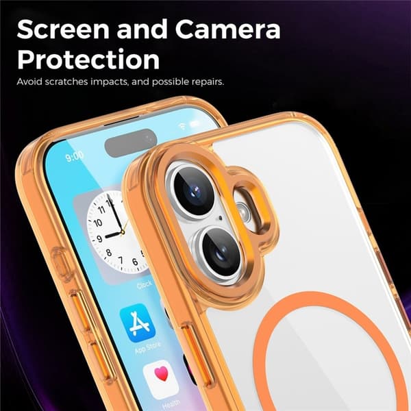 Mobilskal till iPhone 17 MagSafe Transparent TPU+PC - Orange Orange