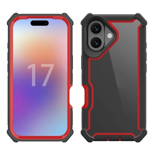 Mobilskal till iPhone 17 TPU + PC Shockproof - Svart/Röd Röd