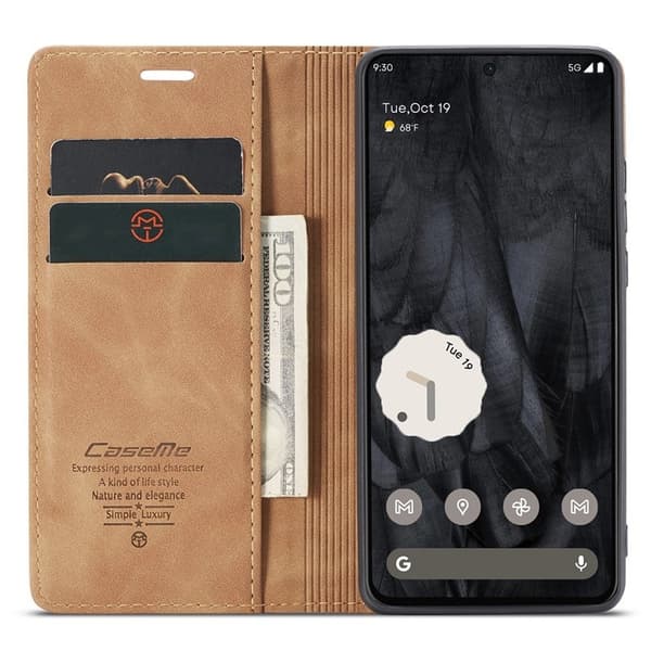 CASEME 013 Series Google Pixel 8 Pro Plånboksfodral Konstläder Brun