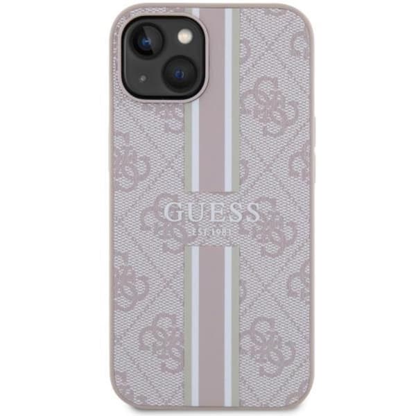 Guess iPhone 14 -puhelinkuori MagSafe 4G Printed Stripes - Pinkki Rosa