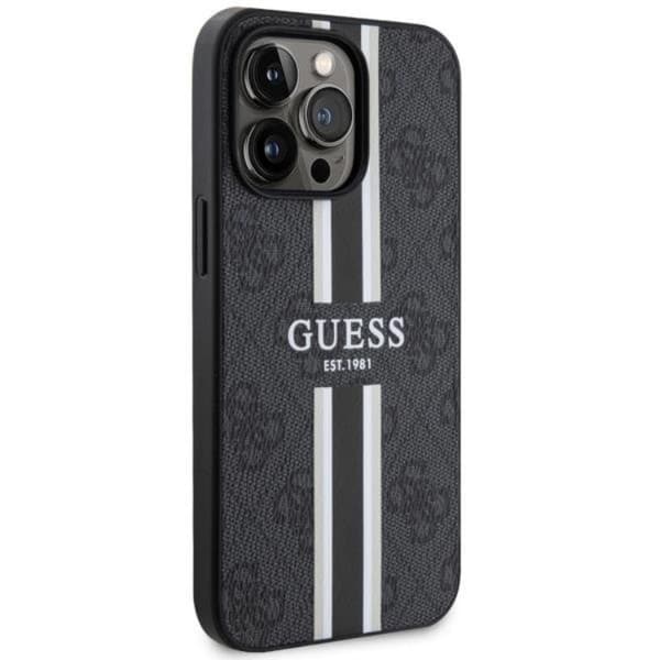 Guess iPhone 13 Pro/13 Mobilskal MagSafe 4G Printed Stripes - Sort Black