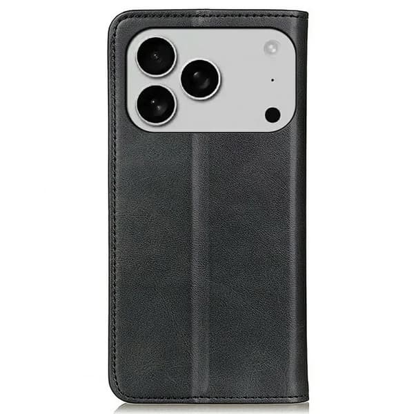 iPhone 17 Pro Max Plånboksfodral Äkta läder - Svart Svart