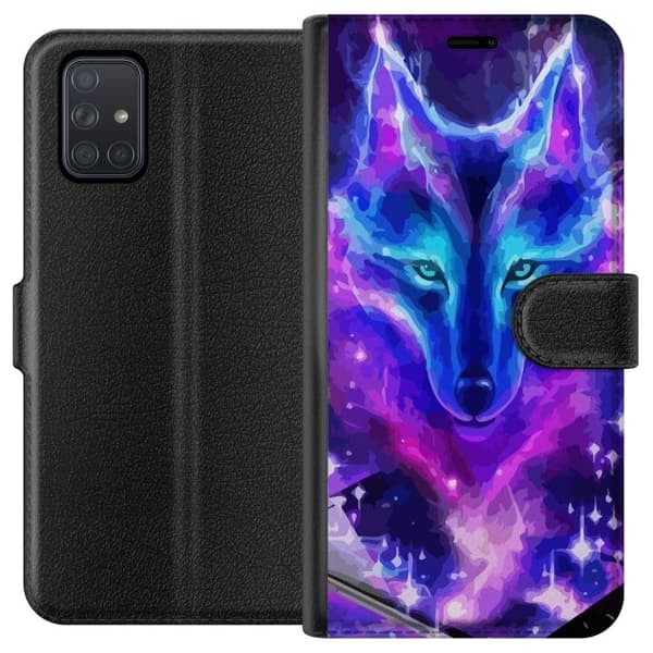 Plånboksfodral till Samsung Galaxy A71 med Neon Varg