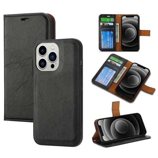 iPhone 15 Plånboksfodral 2-in-1 Detachable - Svart Svart