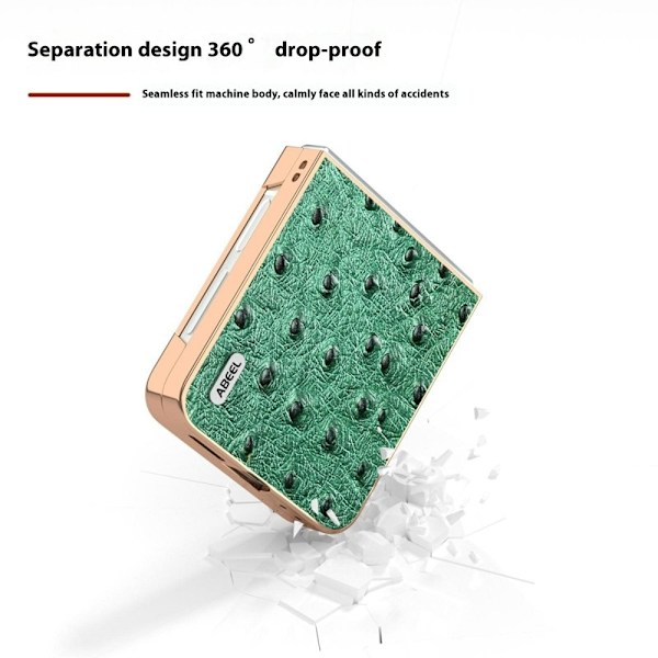 ABEEL Z Flip7 FE 5G Mobilskal Electroplating Grön Äkta Läder