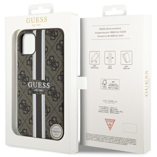 Guess iPhone 11/XR Mobilskal MagSafe 4G Printed Stripes - Brun Brun
