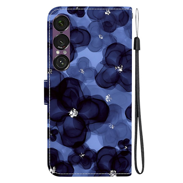 Sony Xperia 1 VII Konstläder Plånboksfodral Pattern Printing - Bläckblå