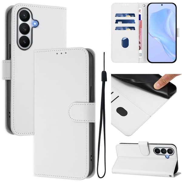 Samsung Galaxy S26 / S26 Pro Plånboksfodral Konstläder - Vit