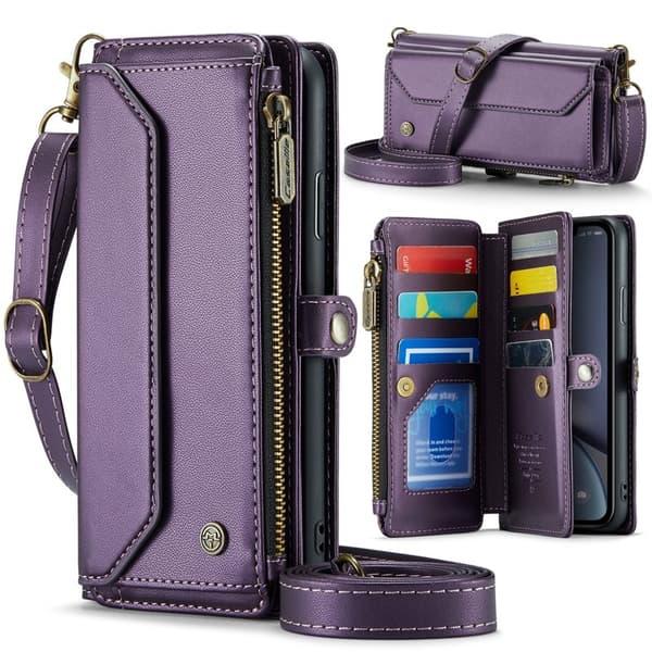CASEME Plånboksfodral Konstläder för iPhone XR med kortfack - Lila